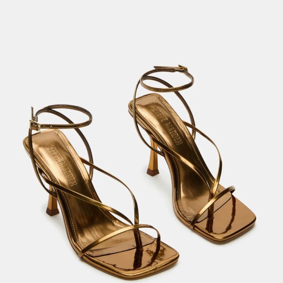 NEW Steve Madden 'Annie' Heeled Sandal in Bronze 6 - Picture 1 of 6